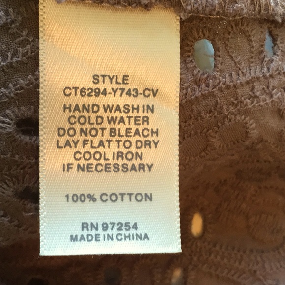 One Heart Clothing Sleeveless Eyelet Cocoa Brown Shell M - Picture 7 of 7